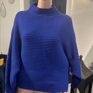 Anthropologie Cobalt Blue Ribbed Turtleneck Sweater